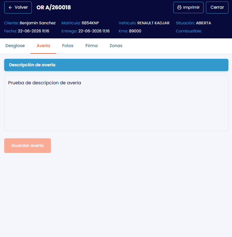FuturoOR - OR descripción de avería